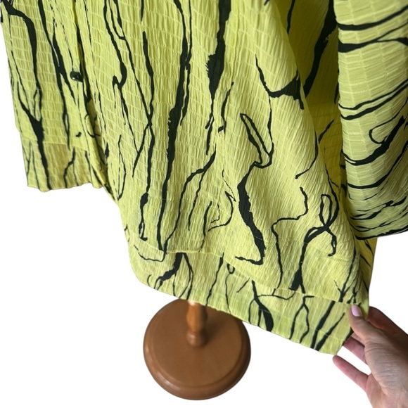 Ali Miles Textured Pattern 2X Yellow Blouse Artsy Neutral 3/4 Sleeve Tunic L1 - Picture 4 of 10